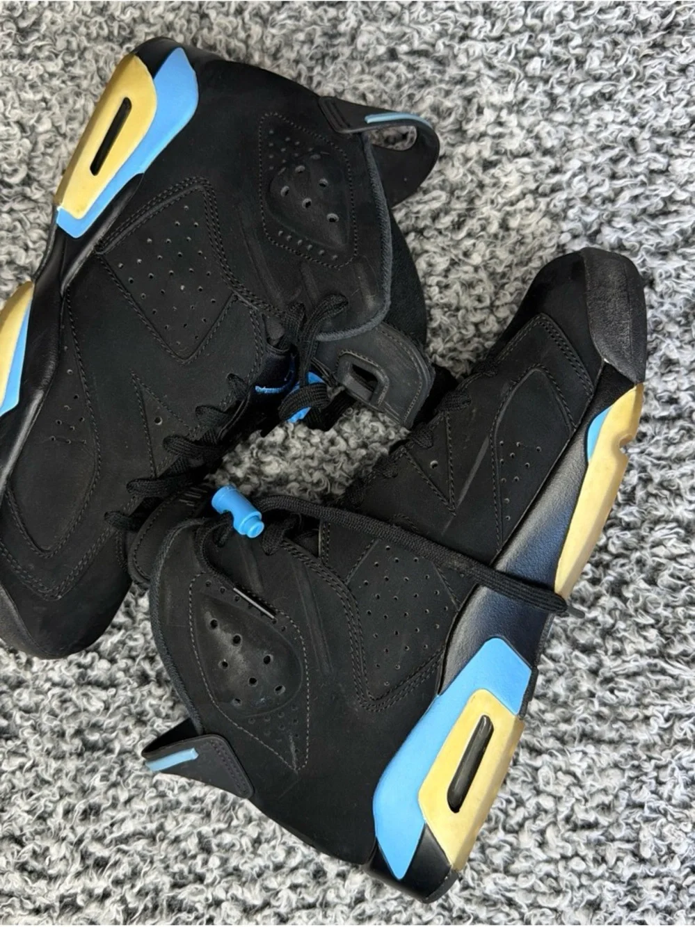 Jordan Men's Black Sneakers with Blue & Gold Accents